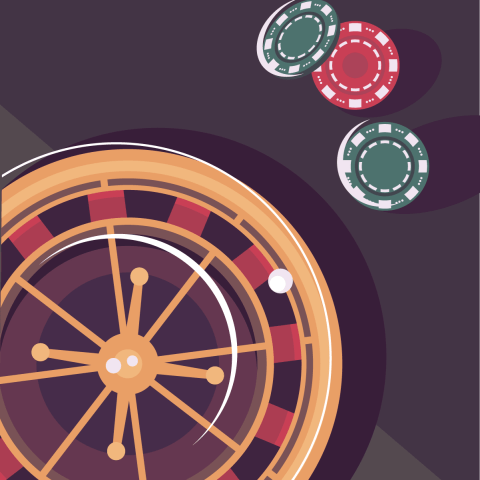 roulette wheel with casino chips